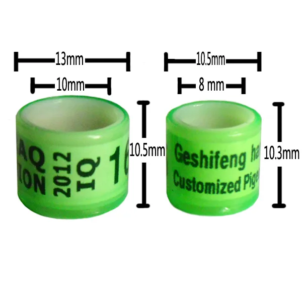 100 шт. пользовательские 8 мм Пластиковые голубь кольцо для гоночных бесплатная