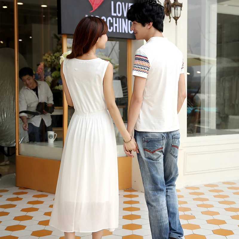 Любители пляжная одежда комплект boho пляж миди платье мужские пуловеры футболка