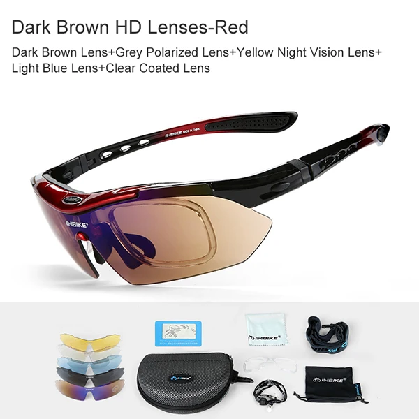 Amber HD-Red INBIKE, поляризационные спортивные мужские солнцезащитные очки, MTB, для шоссейного велоспорта, очки для горного велосипеда, для езды на велосипеде, защитные очки, очки с 5 линзами - Цвет: Amber HD-Red
