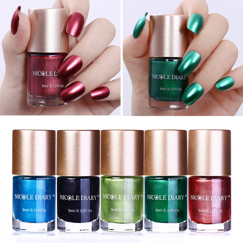 Лак NICOLE DIARY для ногтей металлический красного синего зеленого черного цвета |
