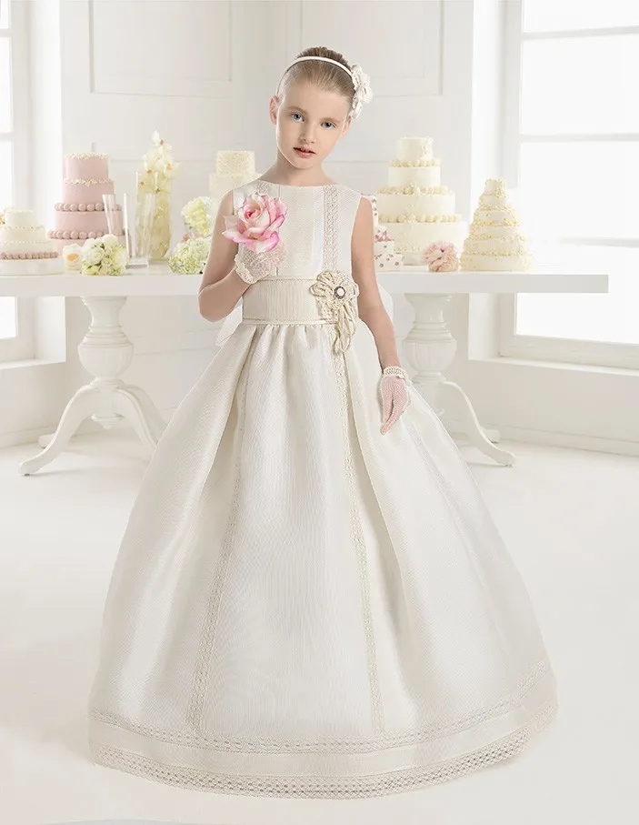 Новинка 2021 платья для девочек с цветами атласные до пола бантом первого