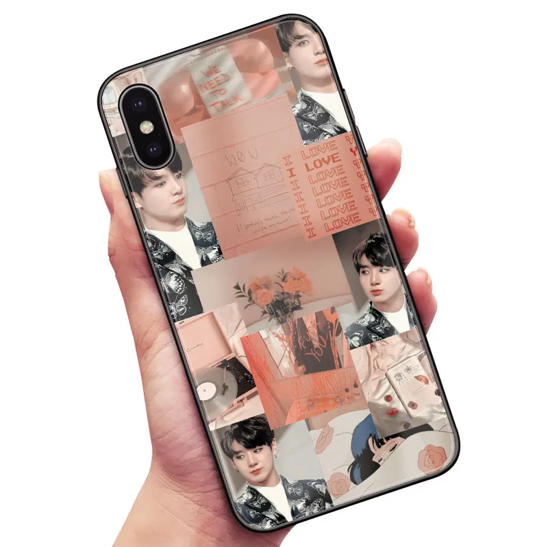 Jungkook Kpop коллажи модная эстетика закаленное стекло Мягкий силикон 1 + 7 Coque для Oneplus 6