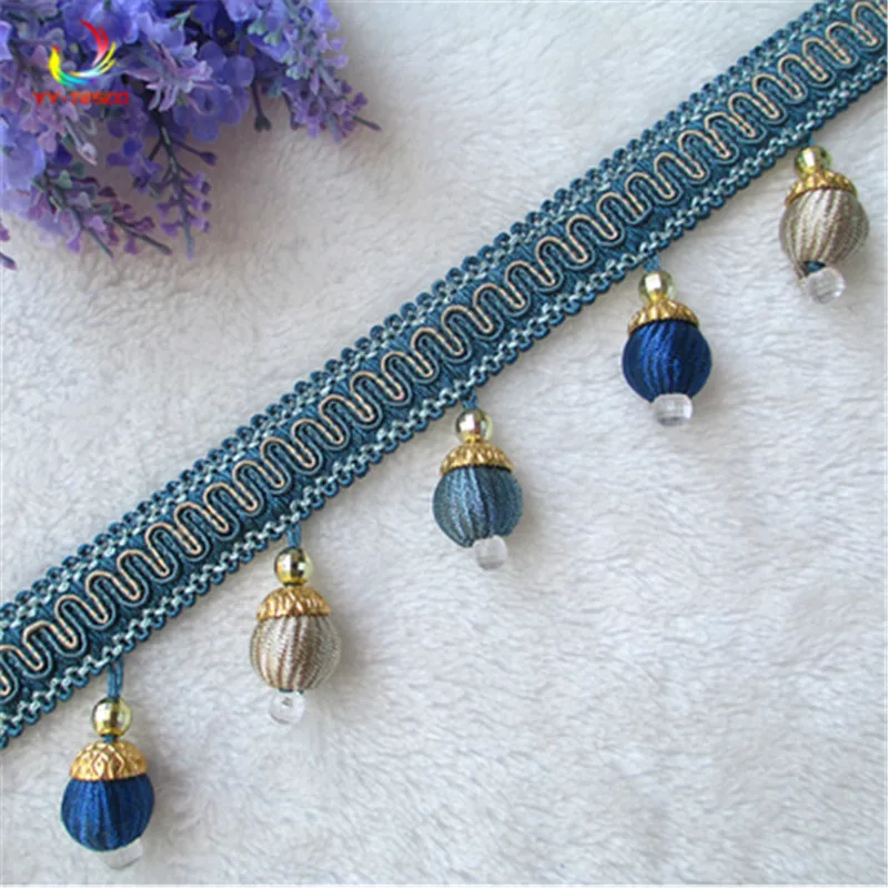 Deluxe Fringes Curtain Sofa Cover Pillow Trims Valance Decorative Polyester Tassel Drops Lace Trimming 6.5cm Sell By meters | Дом и сад