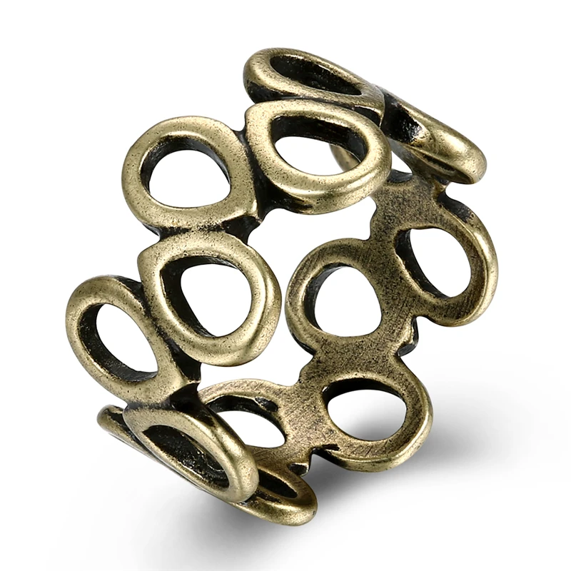Tiger Totem Free Shipping Antique Bronze Rings men women Vintage punk fashion Hollow round Jewelry finger spinner bague femme | Украшения и