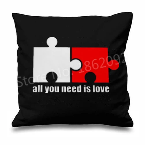 

Funny Quote Cushion Cover All You Need is Love Throw Pillow Case Black Doggy Style Puzzle Car Seat Cushions Cases Home Decor 18"