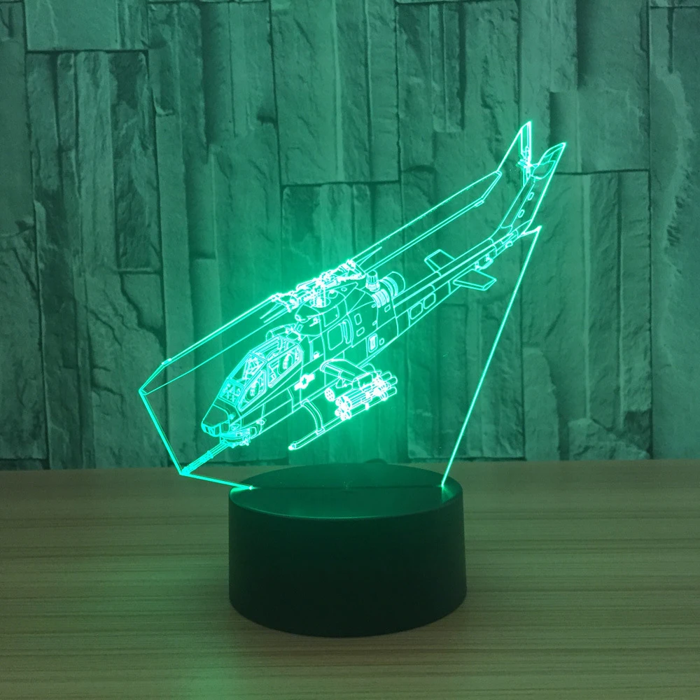 3D светодиодные ночники в виде вертолета сменные для самолета настольная лампа