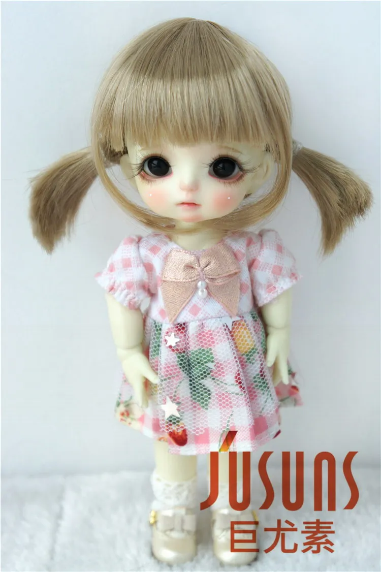 JD387 1/12 1/8 1/6 милый два пони BJD синтетический мохеровый парик Размер 3 4 дюйма 5 6