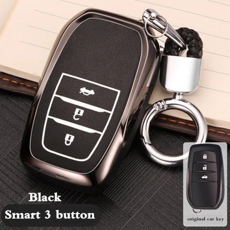 Smart 3 button black Чехол для ключей для Toyota CHR Auris Corolla Camry Prado Fortuner RAV4 Avensis Verso Yaris Aygo Scion TC IM Hilux - Название цвета: Smart 3 button black