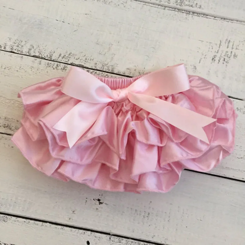 Детская атласная подгузник с оборками розовая|satin ruffle bloomers|ruffle bloomersbaby bloomers |