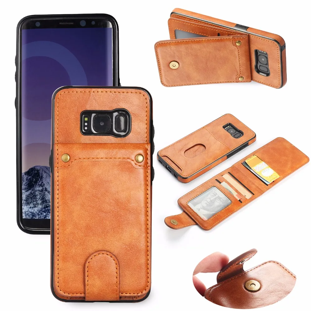 Роскошный чехол из искусственной кожи для Samsung Galaxy S8 S9 Plus откидной Вертикальный с