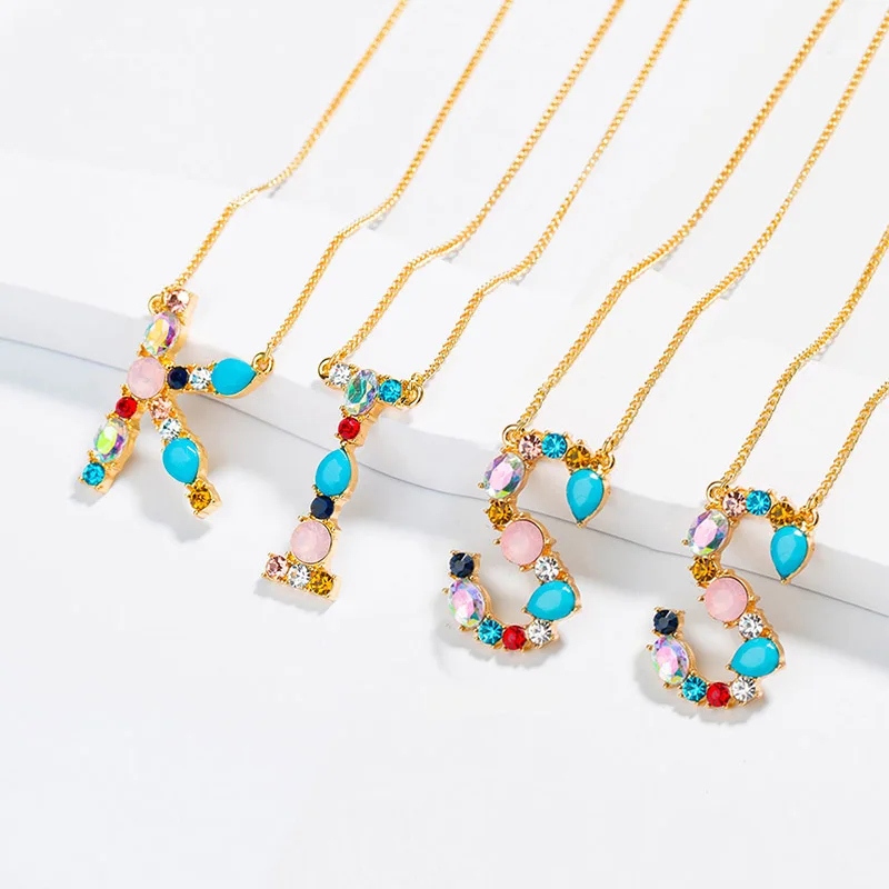 Модные стразы крошечные A Z 26 ожерелье с буквами персонализированные красочные