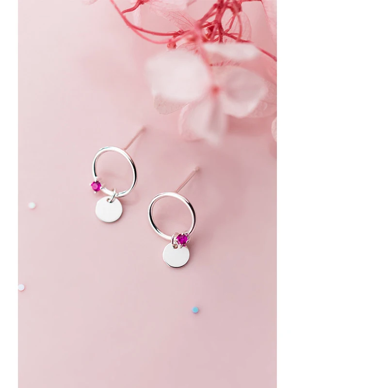 MloveAcc Top Sale 925 Sterling Silver Round Circle and Coin Stud Earrings for Women Fashion Girl Jewelry Gift | Украшения и