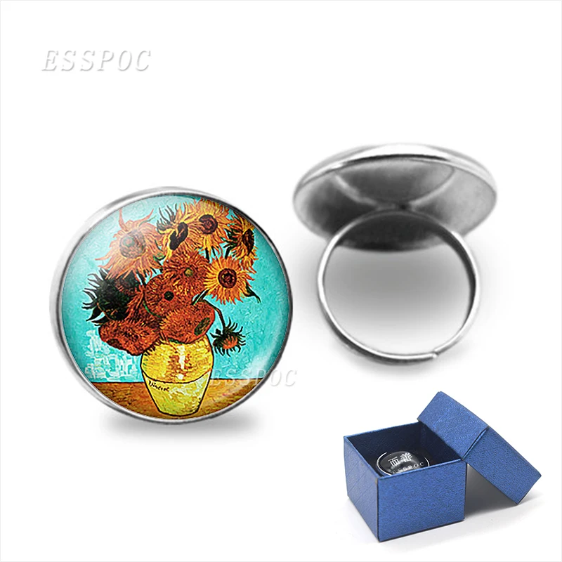 Ван Гог Звездная ночь стекло кабошон кольцо изменяемое для мужчин и женщин