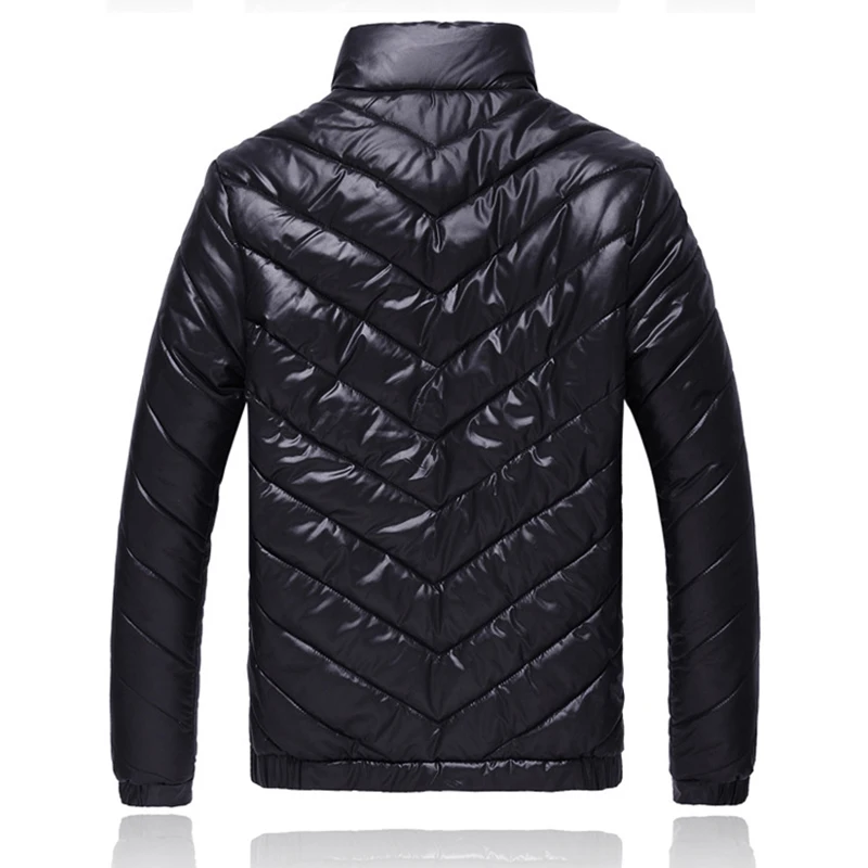 CovrlgeBrand Men Parka Cotton Padded Winter Jacket Coat mens warm jacket Solid color Stand Collar Zipper Thick Coat Men MWM073