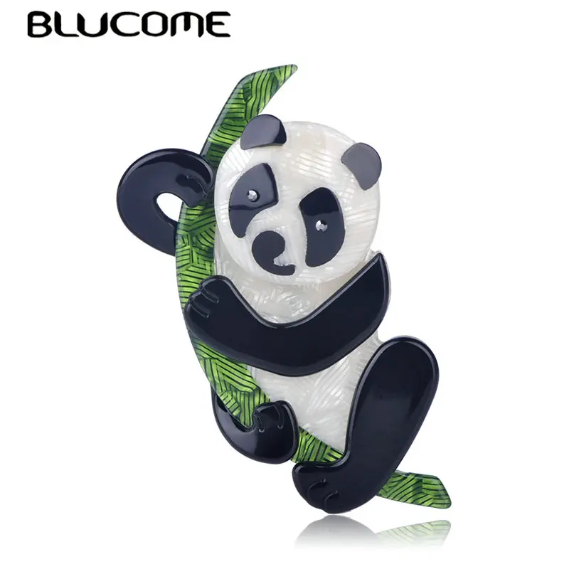 

Blucome Cute Bamboo Panda Shape Brooches Pins Acrylic Gunblack Pin Jewelry For Girls Children Hats Scarf Accessories Daily Gifts