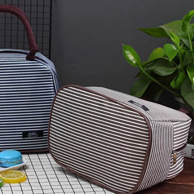 Новинка 2019 Женская Портативная сумка-холодильник в полоску для отдыха