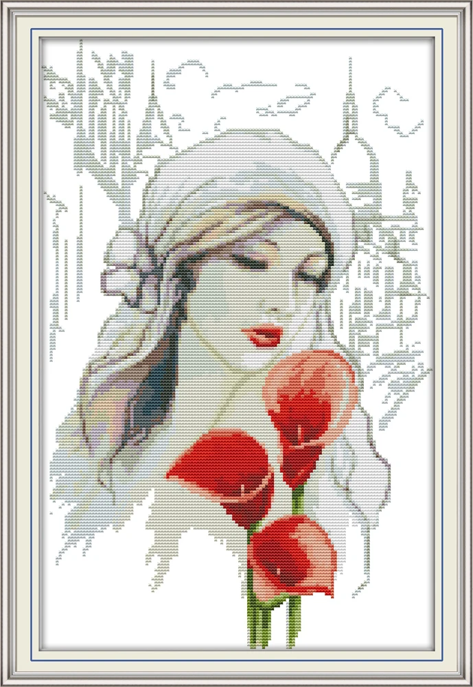 Красота и Калла девочка diy Декор Картина считает Печать на холсте DMC 11CT 14CT наборы