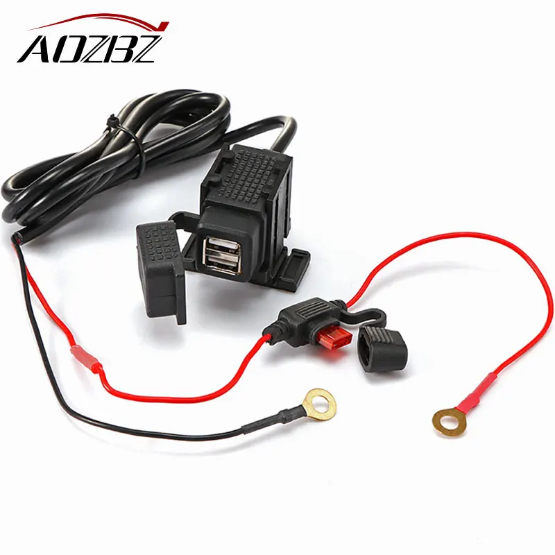 Aozbz двойной USB порт 12 в водонепроницаемый мотоцикл руль зарядное устройство