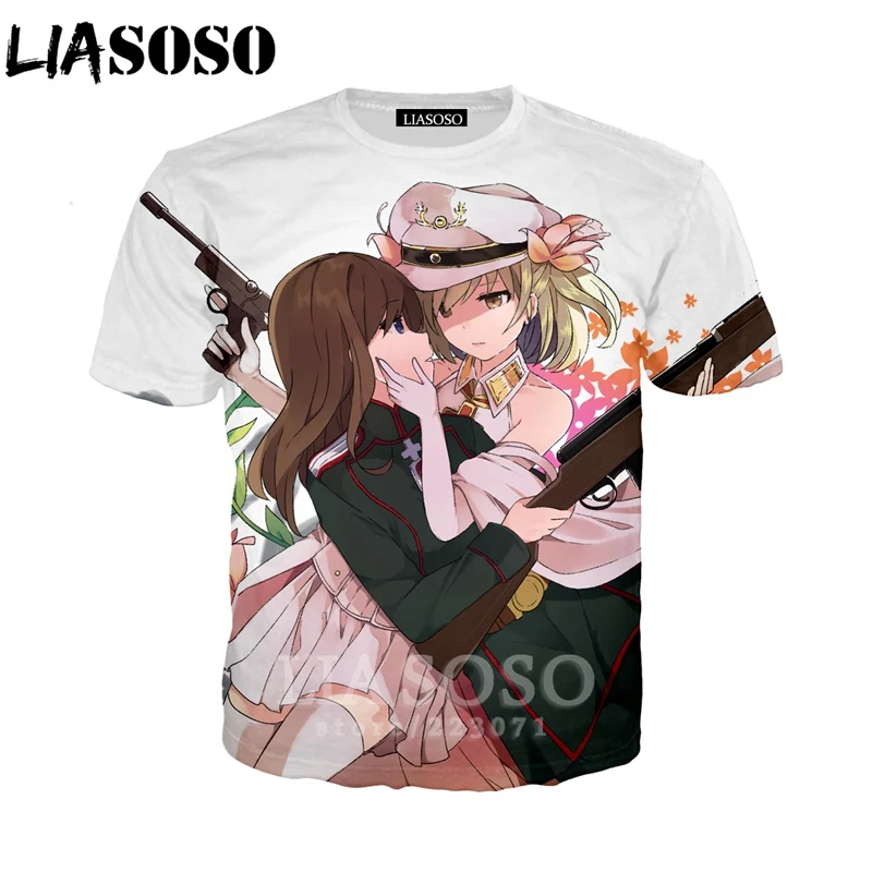 LIASOSO, летняя мужская и женская толстовка, 3D принт, аниме, Youjo Senki Saga of Tanya the Evil, футболка, короткий рукав, топ, пуловер, B086-03 - Цвет: 12