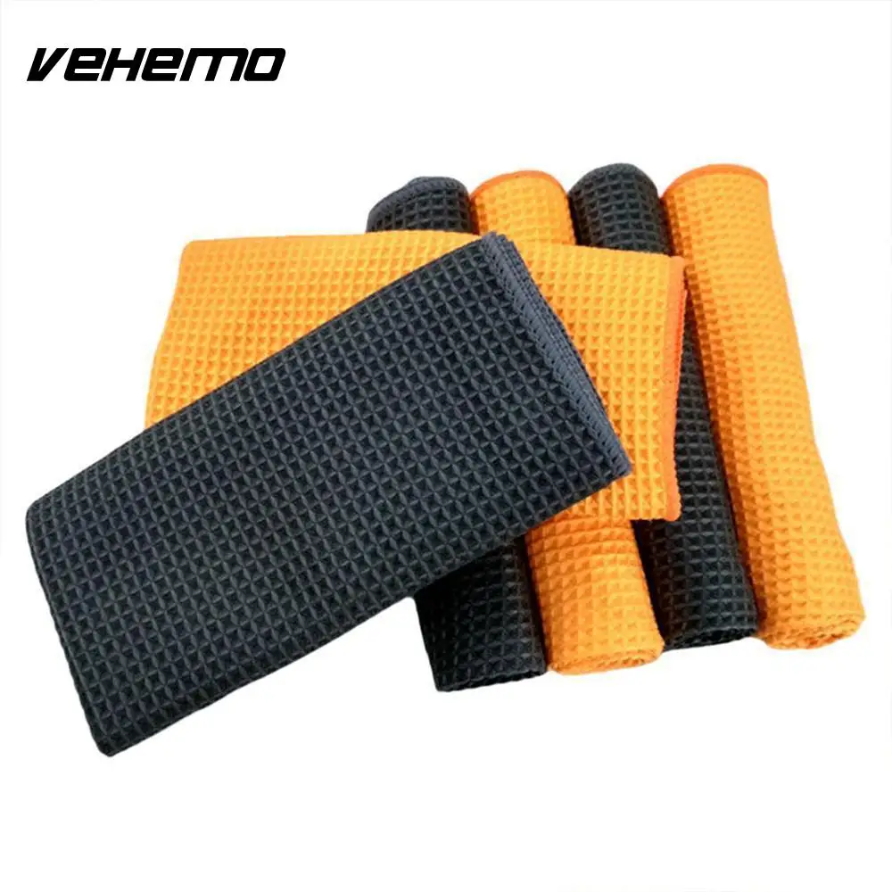 Vehemo 40x40 см полотенце из микрофибры мягкое моющее для автомобиля сотовые тканые