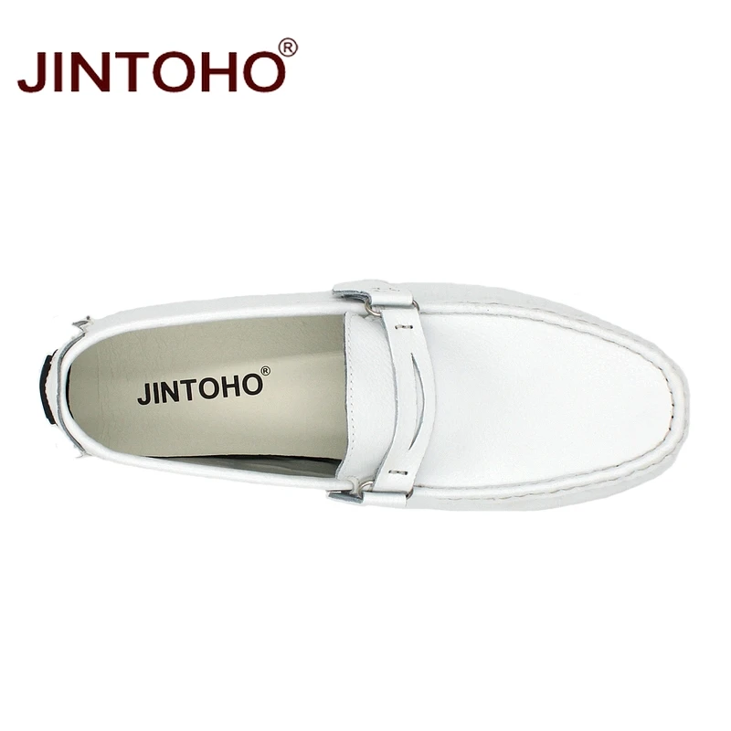 Лоферы мужские JINTOHO из натуральной кожи белые повседневные свадебные | Обувь