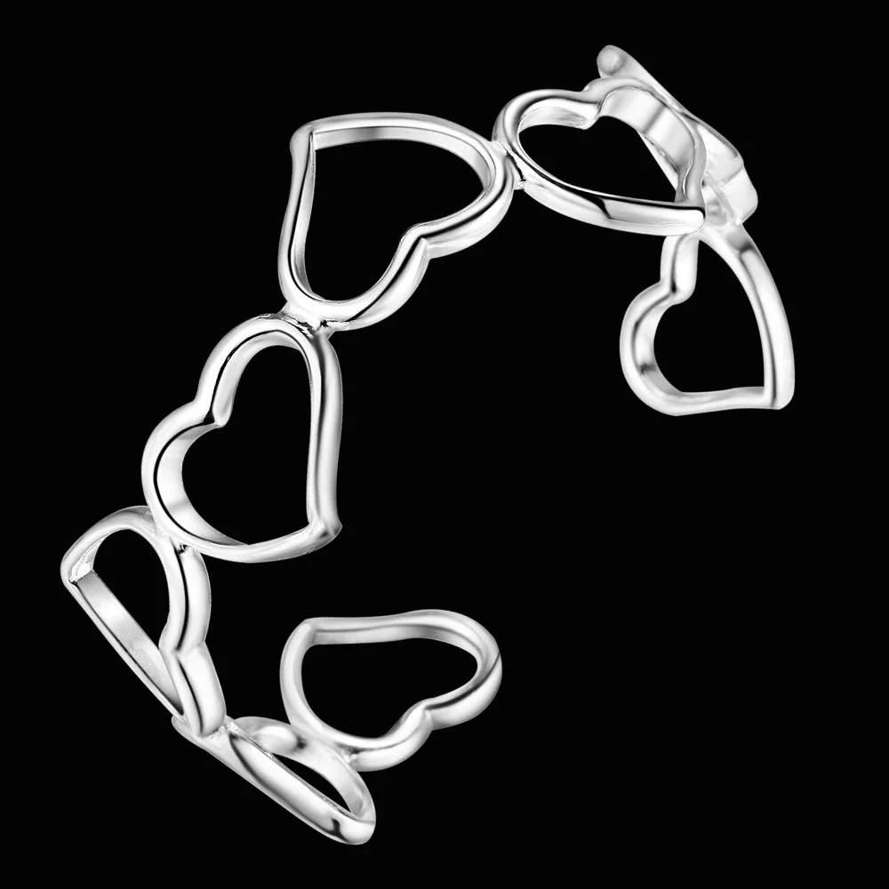 Stainless Steel Bracelets For Women Heart Shape Love Bangle Bracelet open adjustable Femme AS084 | Украшения и аксессуары