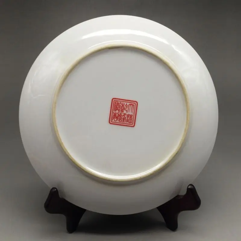 

Chinese famille rose porcelain hand-painted two tigers-plate (qianlong mark) home decoration dish plate