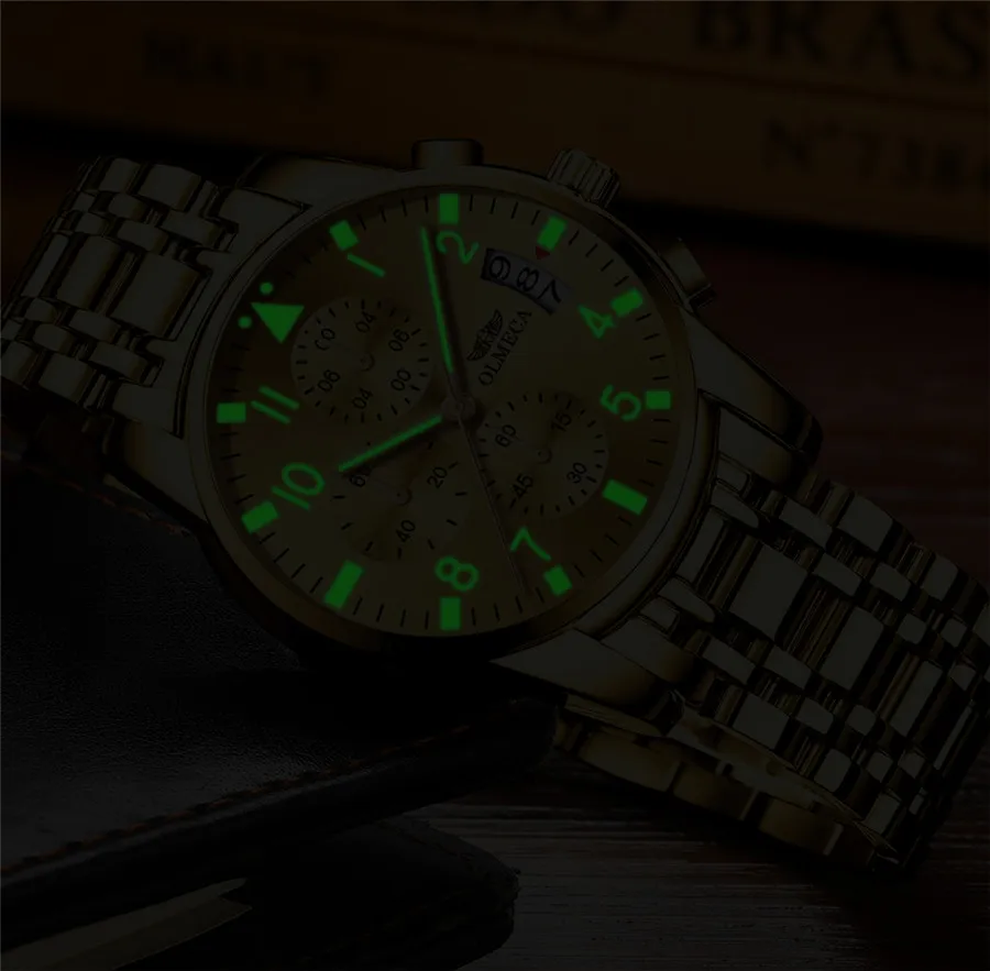 

2019 OLMECA Blue Casual Fashion Quartz Gold Watch Mens Watches Top Brand Luxury Waterproof Chronograph Clock Relogio Masculino