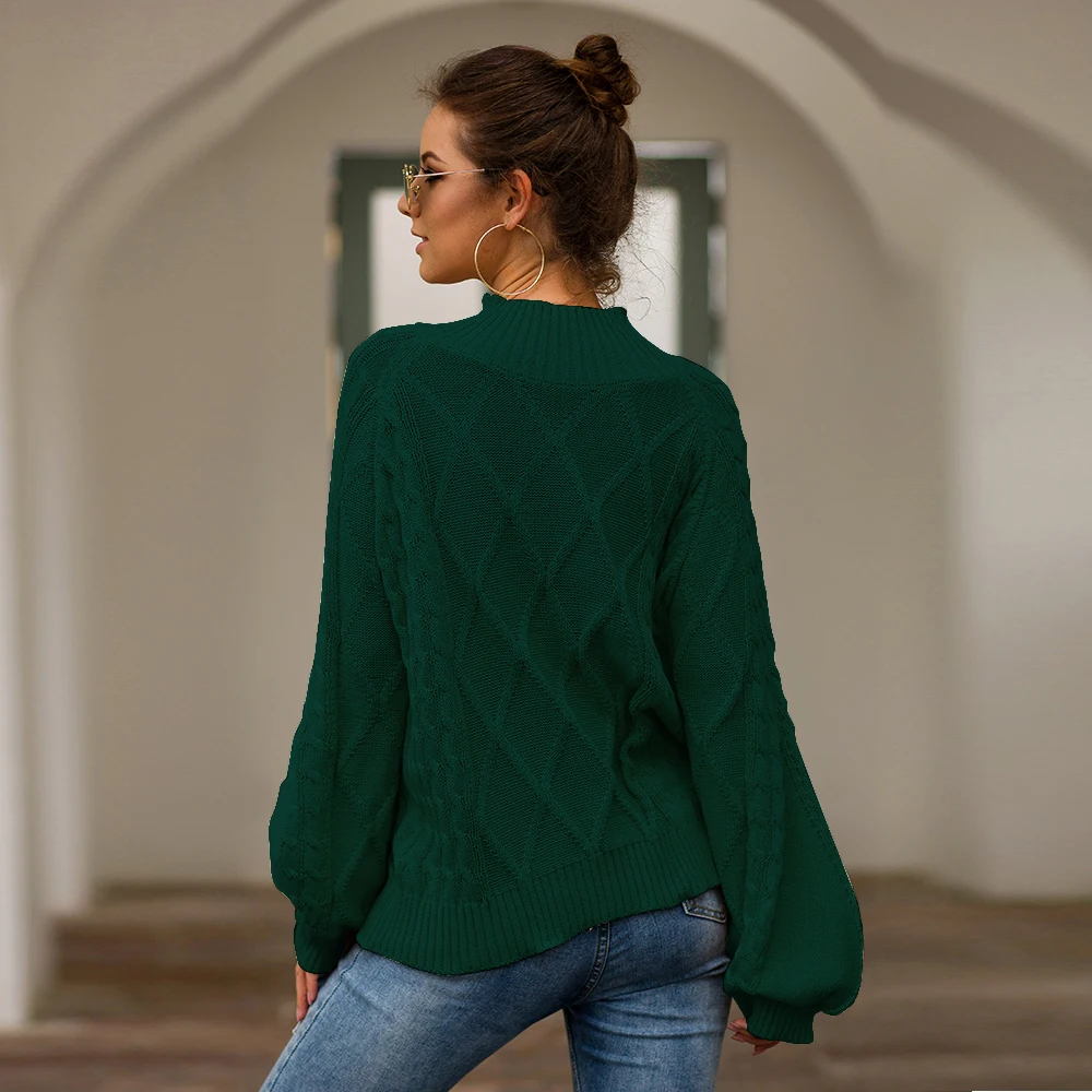 Новинка 2019 зеленый свитер черный осенне-зимний женский свободный хаки три цвета