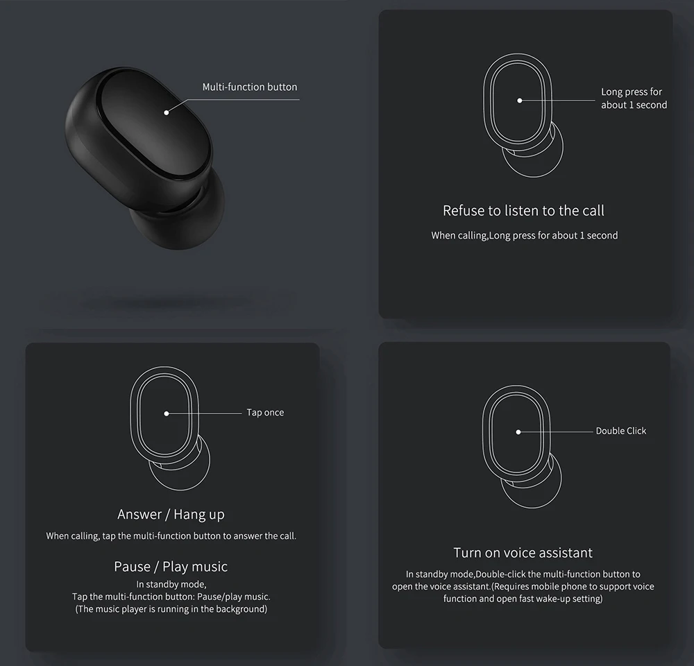 Xiaomi Redmi AirDots, беспроводные наушники с Bluetooth 5,0 и зарядкой, наушники-вкладыши, стерео басы, наушники с микрофоном, наушники с громкой связью