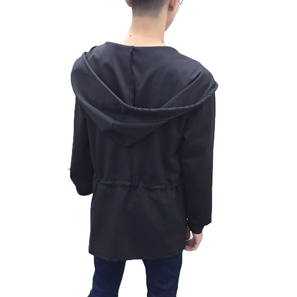 Плащ-манто с капюшоном, Мужская черная уличная одежда в стиле хип-хоп, толстовки, Толстовка в стиле готический панк, мужская толстовка с капюшоном, кардиган, пальто, толстовки с капюшоном Hombre
