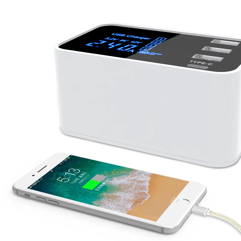 Умное зарядное устройство USB 3. 0 Type C для iPhone Samsung настенное со светодиодным