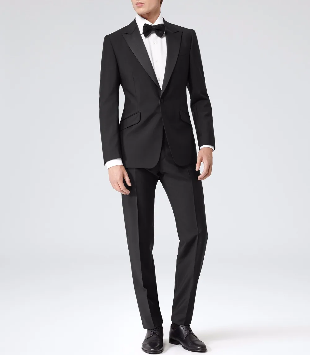 2018 черный мужской костюм для свадьбы жениха Slim Fit узкие остроконечные с лацканами