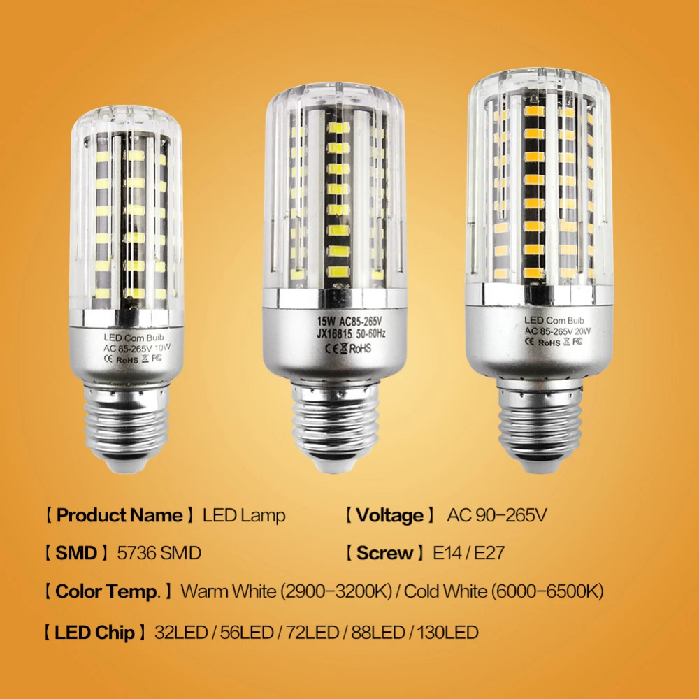 1 упаковка JJD E14 светодиодный лампы кукурузы 32 56 72 88 130 s E27 светодиодная люстра SMD5736