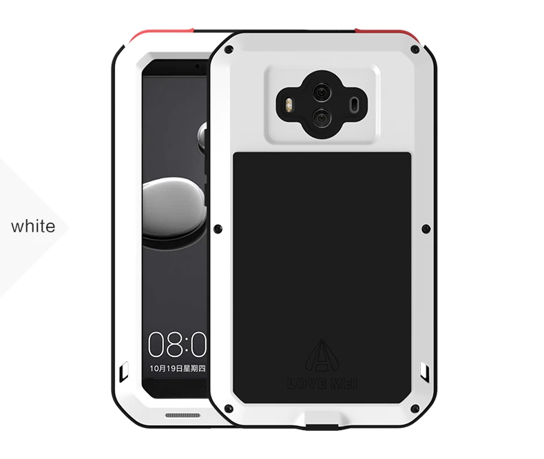 Love Mei металлический чехол для huawei mate 10 Pro противоударный чехол для телефона для huawei mate 10 Pro полный корпус Прочный противоударный защитный чехол - Цвет: Белый