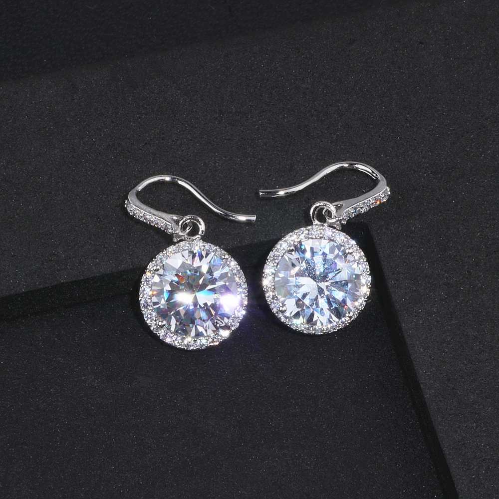 

Elegant Classic Round Drop Crystal Earrings for Women Luxury AAA+ Cubic Zirconia Bridal Wedding Dangle Earrings Brincos WX100