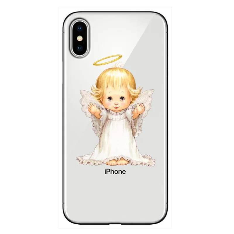 Transparent phone case for iphoneX XS XR XSMax 7 8 Plus 5 11 11PRO MAX SE 6 6s Vintage Oil Painting Style Cute Little Angel | Мобильные