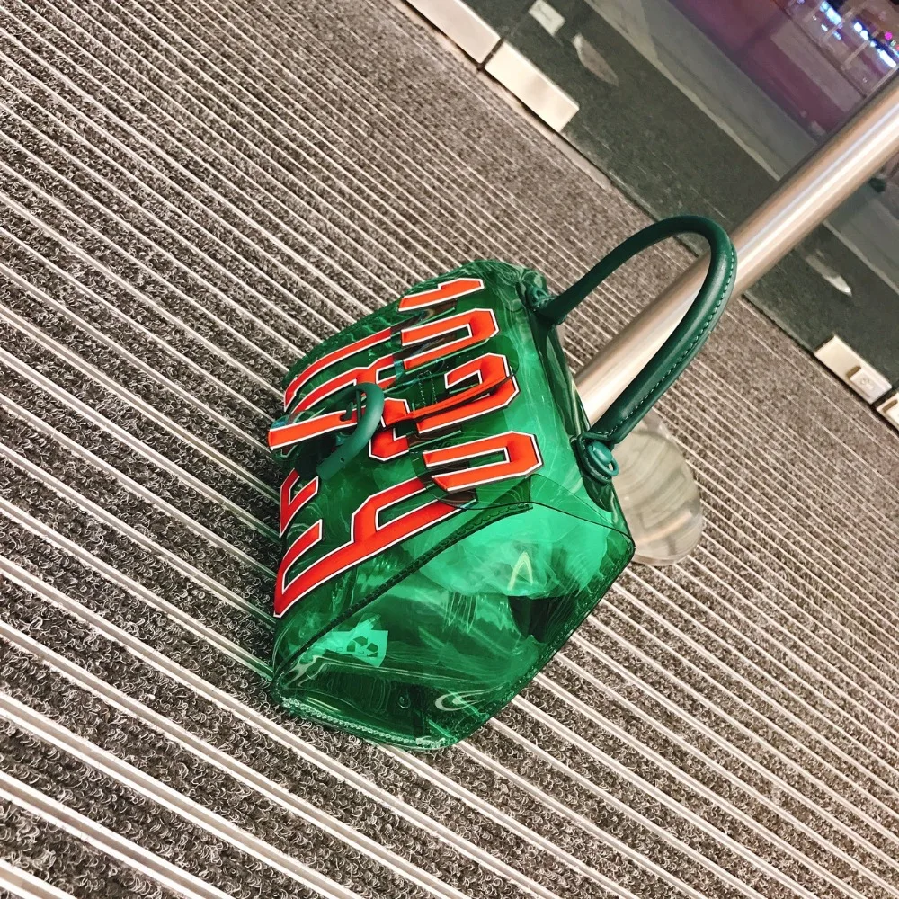 Женская прозрачная сумка с 3d надписью модная зеленая Пляжная пряжкой железная