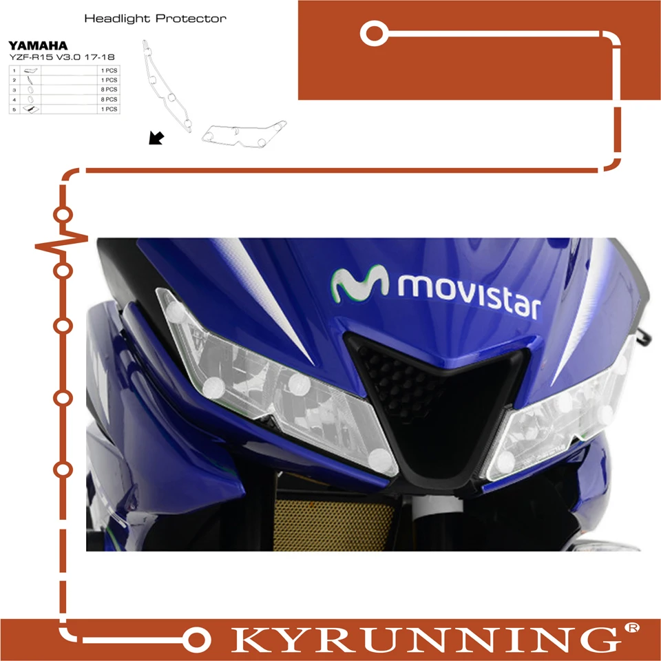 Teng Worship для YAMAHA YZF R 15 R15 V3.0 2017 2018 Защитная крышка фар мотоцикла линза