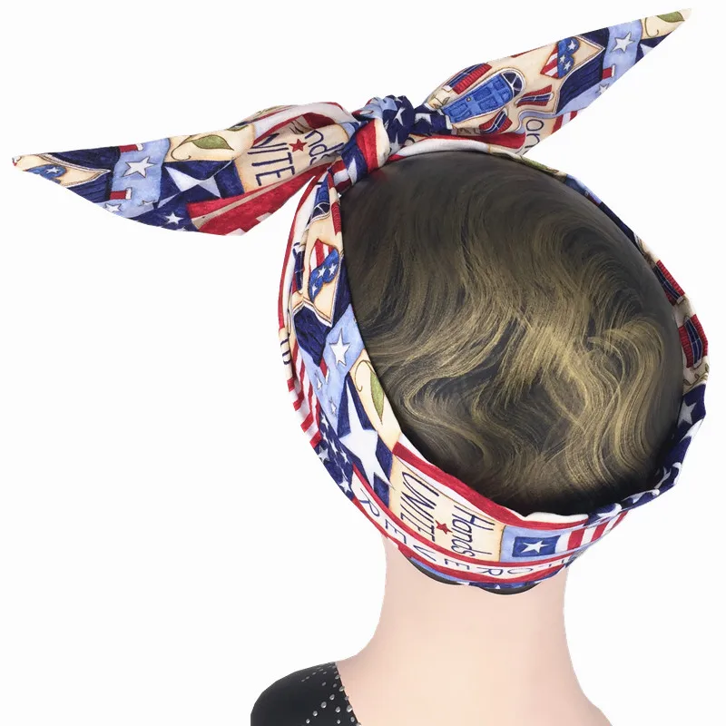 Тюрбан для волос The Unite бандажный шарф синего цвета с принтом флага в стиле