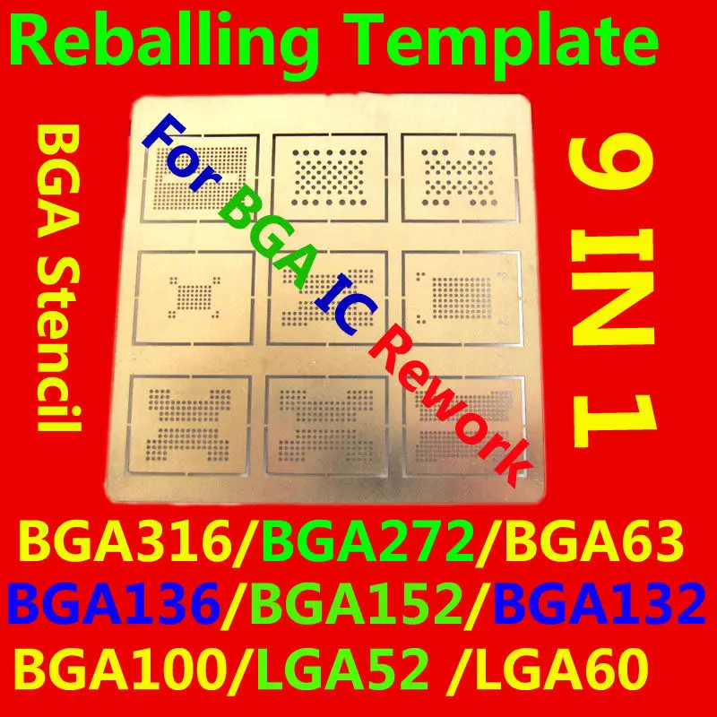 Трафарет для реболлинга BGA /LGA трафарет IC Reball BGA316/BGA272/BGA63/BGA136/BGA152/BGA132/BGA100/LGA52/LGA60
