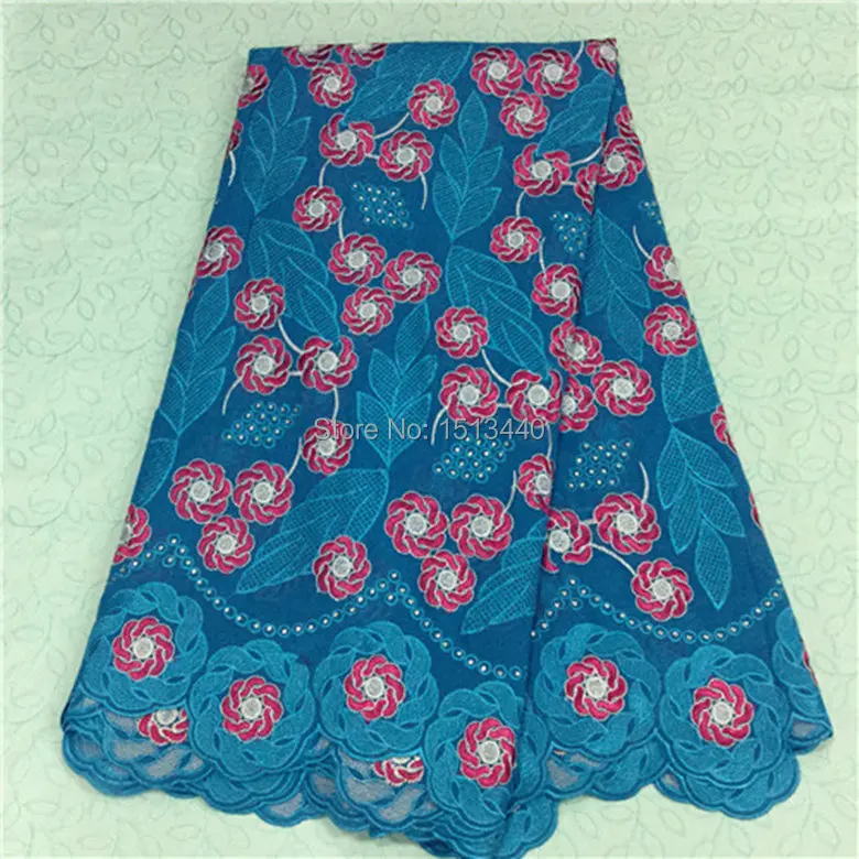 (5yards/lot) NCF1342 New arrival African cotton material lace fabric with rhinestones for wedding pretty Swiss voile | Дом и сад