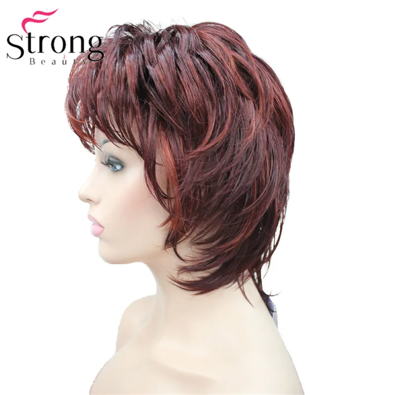 StrongBeauty короткий Мягкий Лохматый слоистый Серебряный микс Классический колпачок полный синтетический парик для женщин парики Светлые цвета на выбор