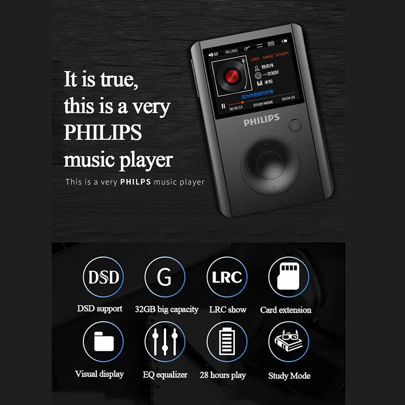PHILIPS SA8232 DSD 32G MP3 плеер Bluetooth Hi-Fi плеера двухъядерный Процессор поставляются с тремя кожаный чехол бесплатно