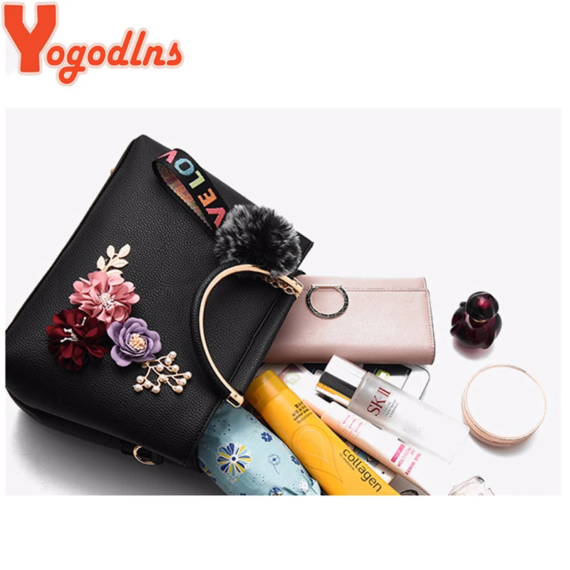 Сумка Yogodlns из искусственной кожи для женщин однотонный саквояж на плечо с