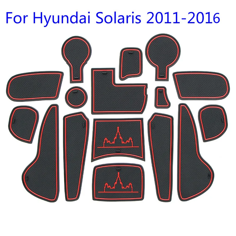 НОВОЕ качество 16 шт. / Компл. Коврик Двери Groove Для Hyundai Solaris Gate Cup слот колодки