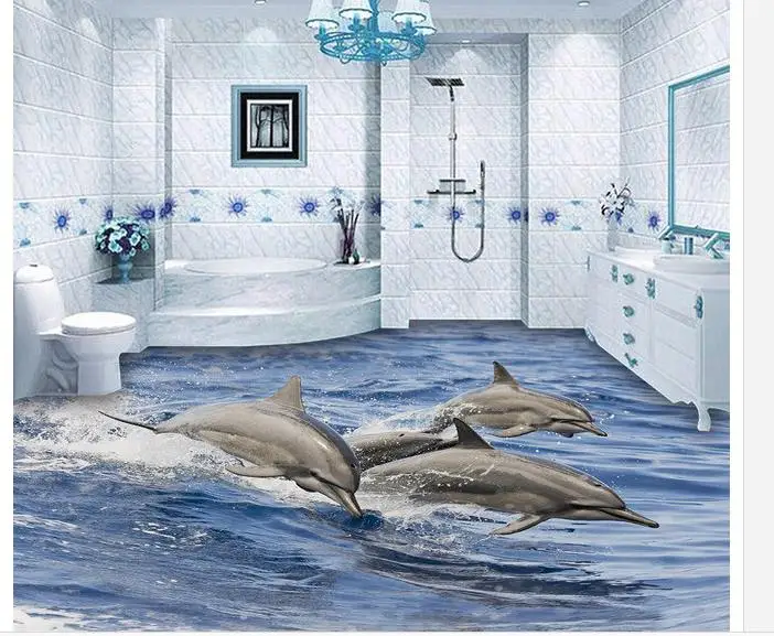 Водонепроницаемые обои 3d ПВХ дельфин украшение для пола живопись