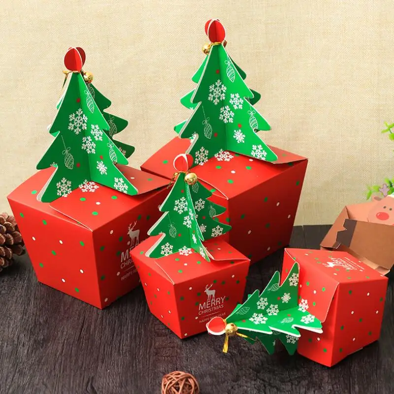 10 шт./лот трехмерная Рождественская елка большая бумажная коробка для конфет