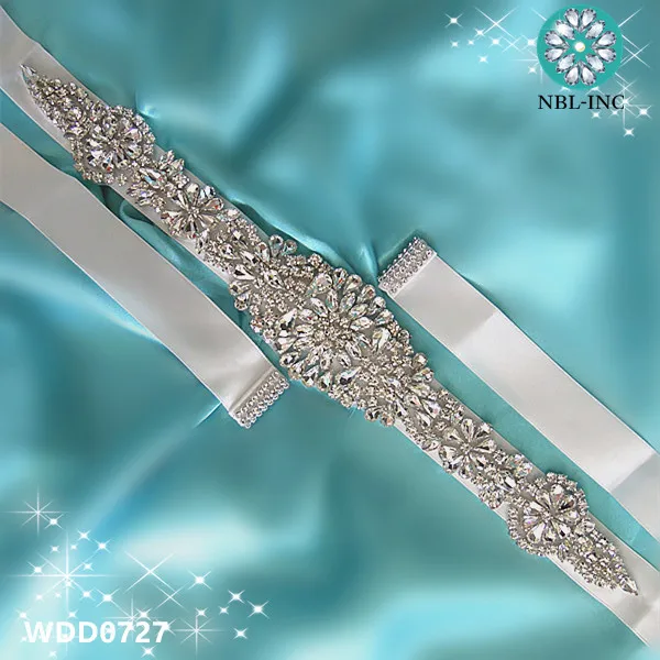 

(30pcs)Wholesale handmade beaded bridal wedding sash crystal rhinestone appliques for wedding evening dress belt WDD0727