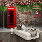 Фотообои по индивидуальному заказу, Современная лондонская телефонная будка, роза, 3D настенные фрески, декор для кафе, ресторана, гостиной